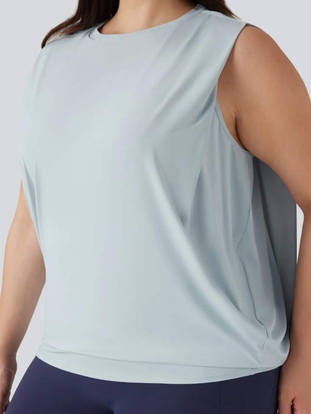Halara Plus Size Round Neck Cool Touch Yoga Tank Top Frost Veil Grey 2X NWT